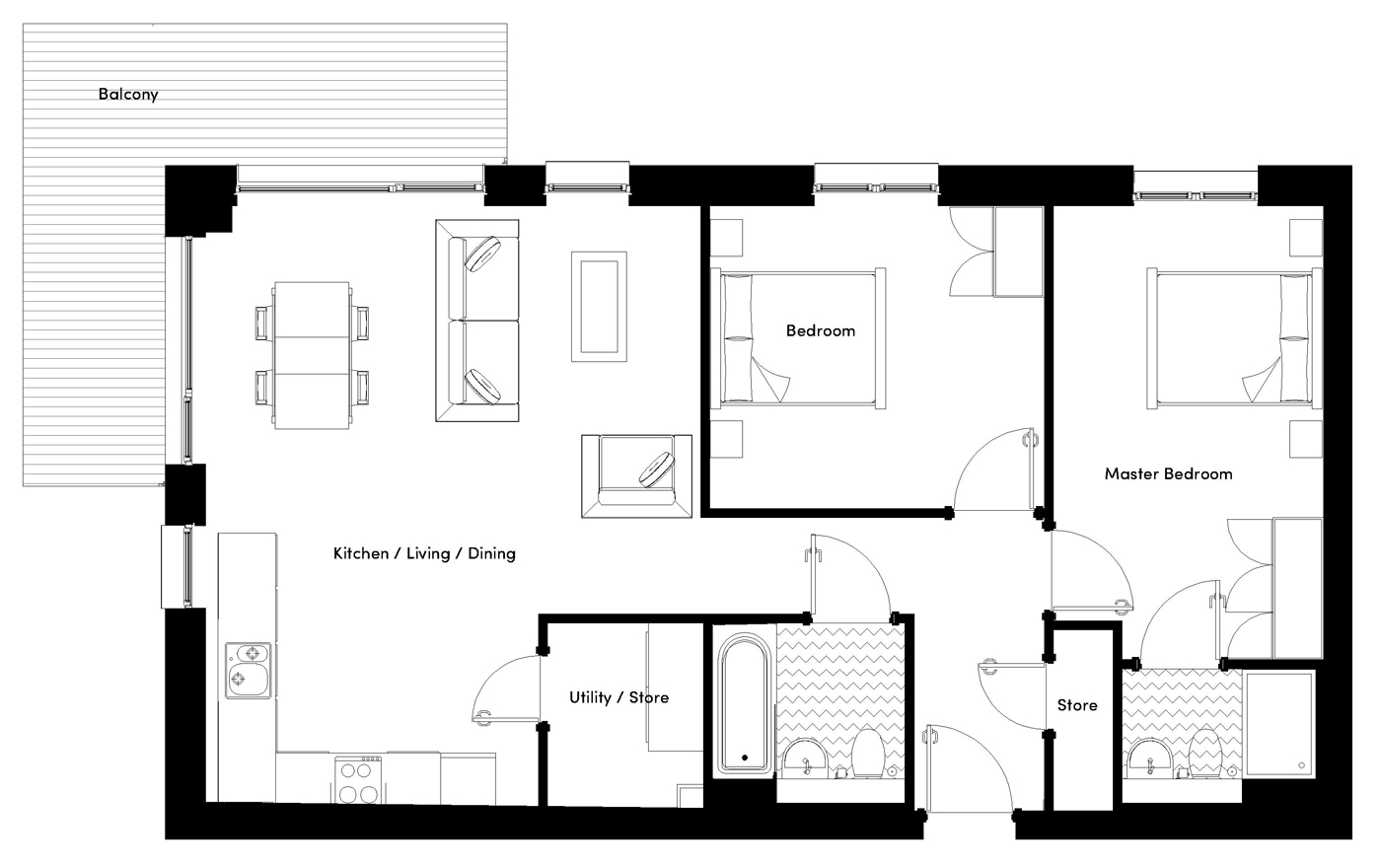 2 Bedroom Apartment U by Urbeo